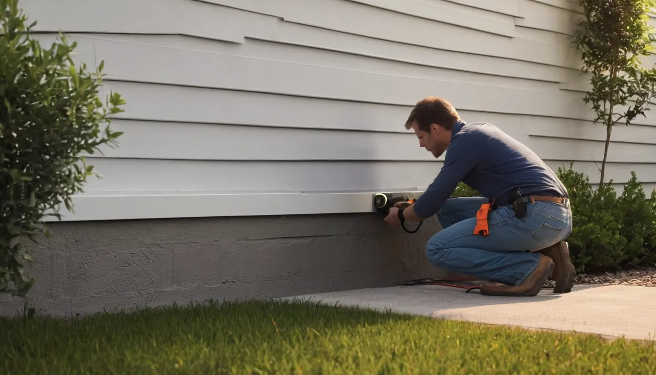 A provider inspecting a home exterior for pest entry points in the Rockwall area