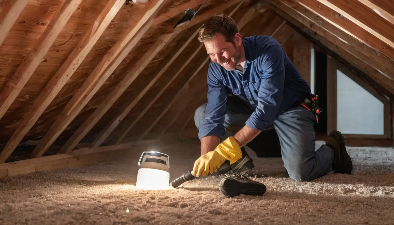 Friendly local provider inspecting an attic for rodents and wildlife in a home near Rockwall